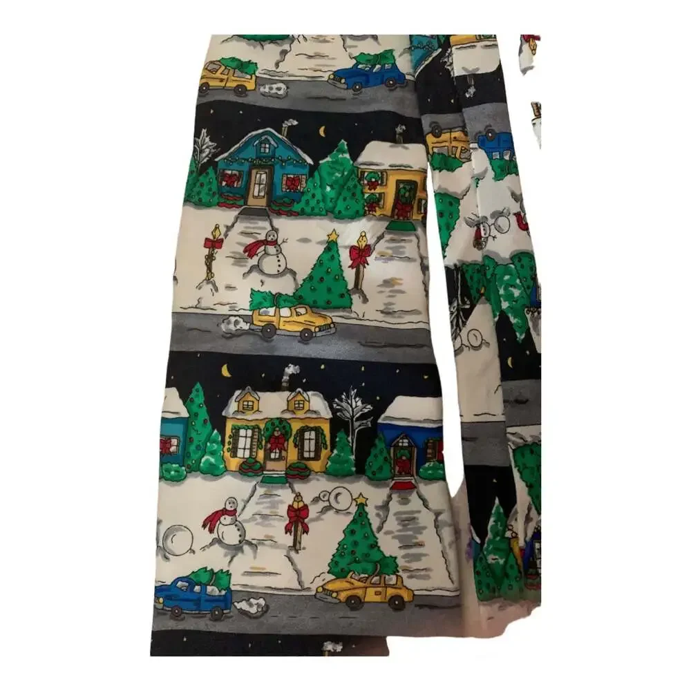 Christmas tie snowman car tree by Zylos George machado silk neck tie